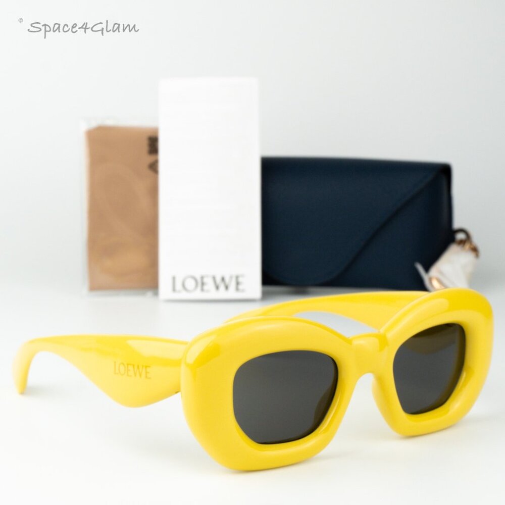 Loewe Women Sunglasses Yellow Grey Cat Eye LW40117I INFLATED 39A NEW AUTHENTIC